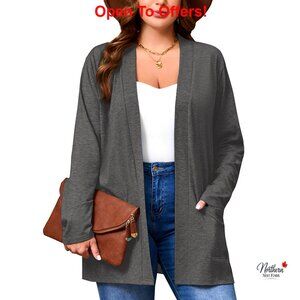 Lightweight Open Front Cardigan Long Sleeve Plus Size Cover Up